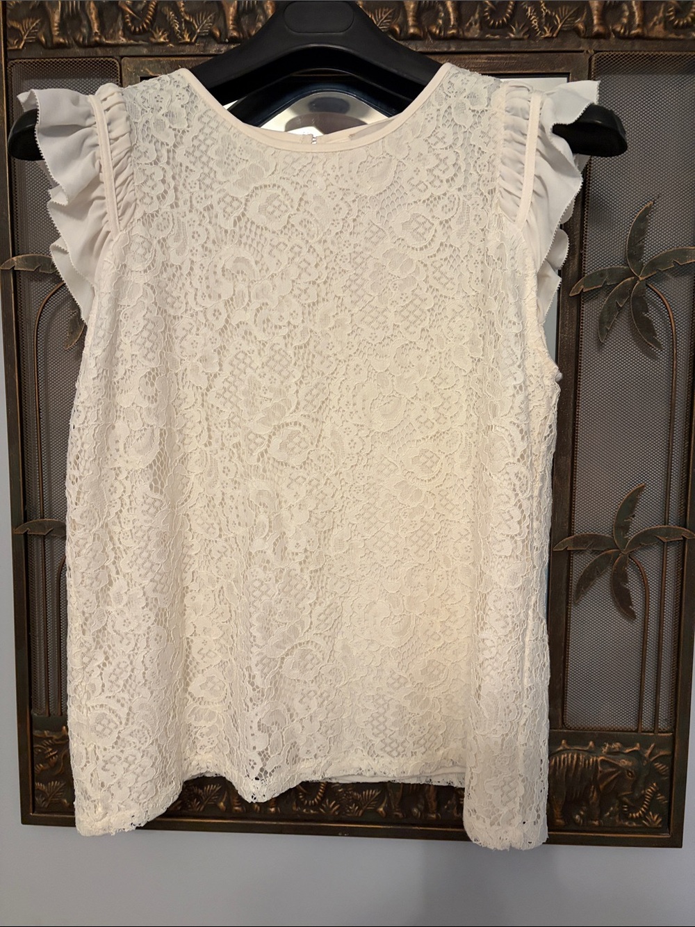 LOFT Cream Lace Ruffle Sleeve Camisole